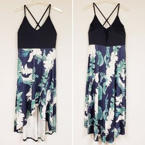 High-Low Floral Cross Back Tank Dress